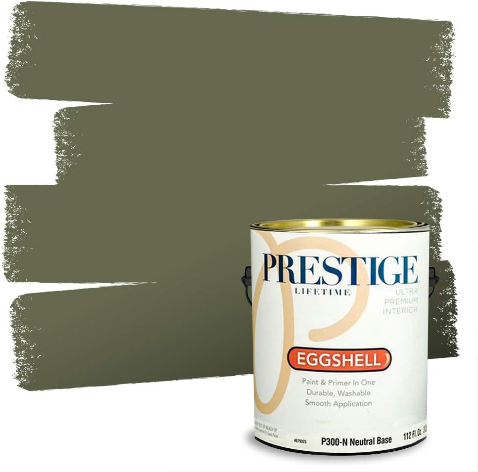 PRESTIGE Paints Exterior Paint and Primer In One, 1-Gallon, Flat, Comparable Match of Sherwin Williams* Coastal Plain*