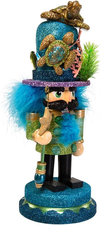Kurt Adler Hollywood Nutcracker with Sea Turtle Hat, 11-Inch