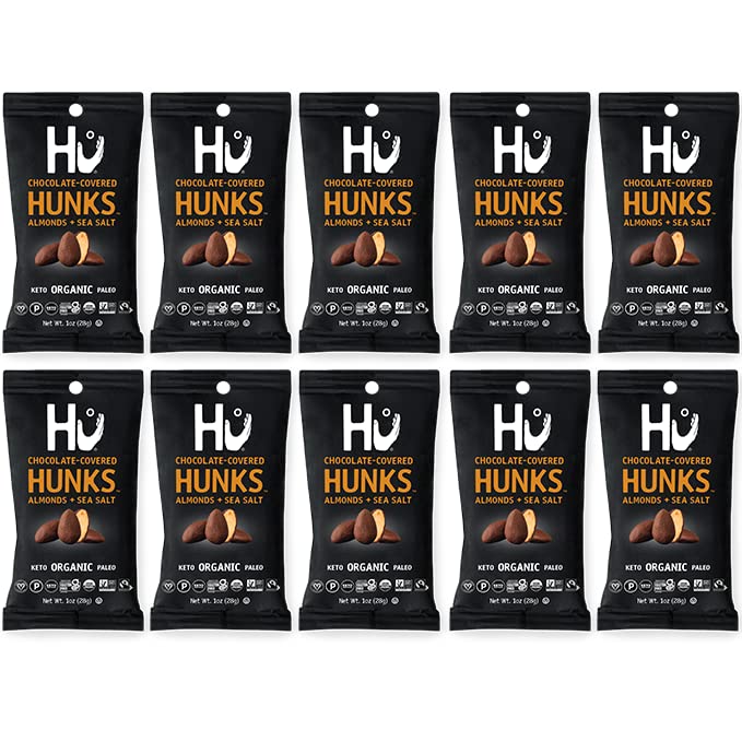 Hu Chocolate Hunks, Chocolate Covered Almonds with Sea Salt, 6 Pack