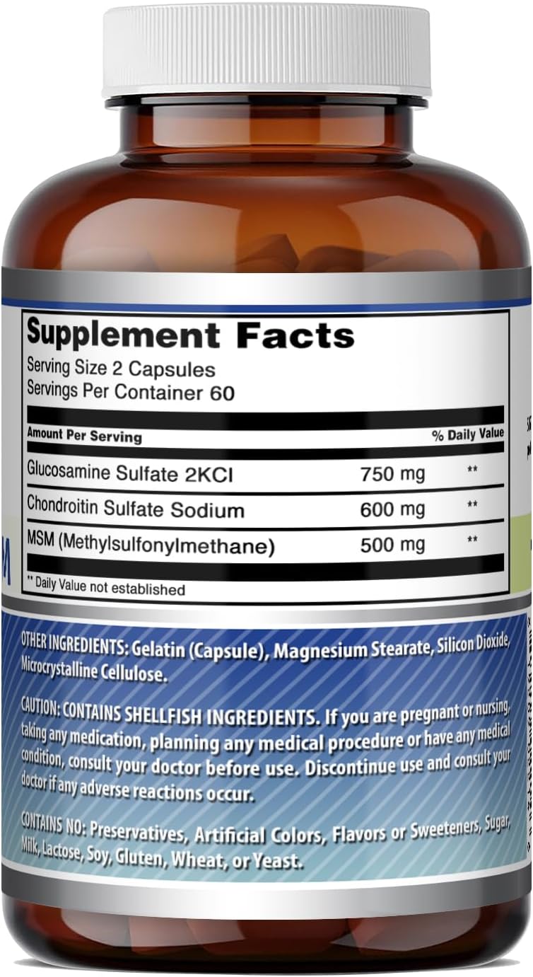Amazing Formulas Glucosamine Chondroitin & MSM Supplement | 1850 Mg per Serving | 240 Capsules | Non-GMO | Gluten-Free | Made in USA