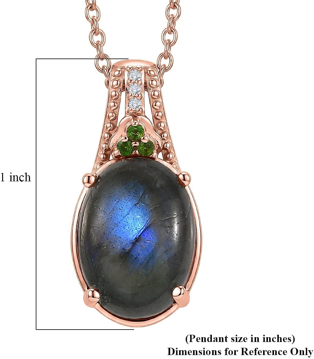 Labradorite Multi 5.60 ctw Pendant Steel Necklace 20"