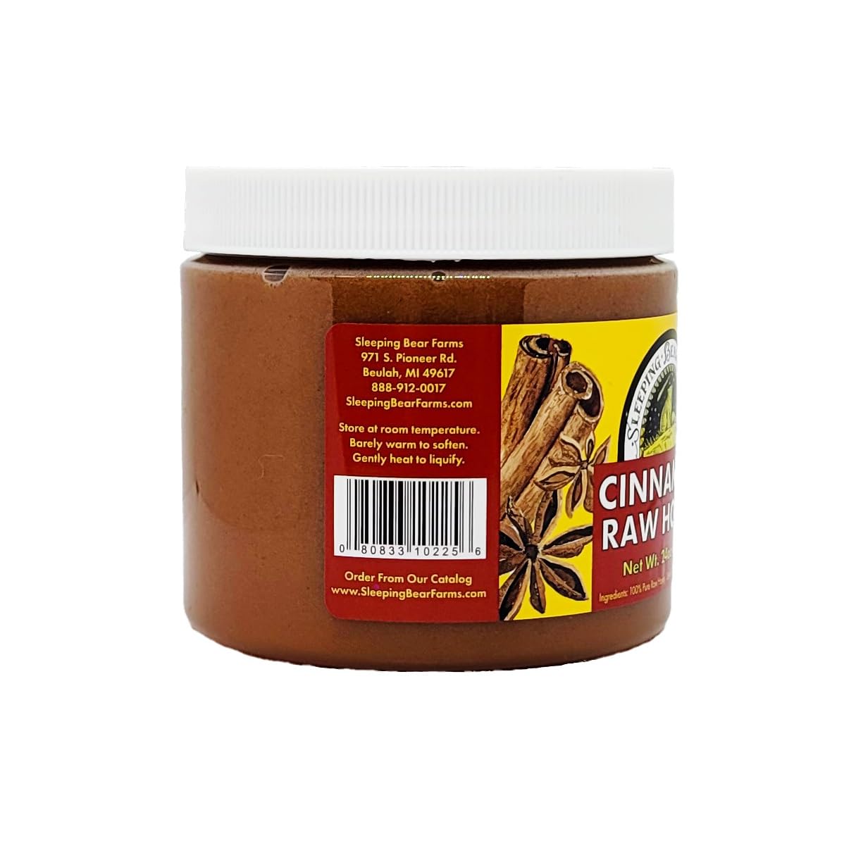 Cinnamon Honey 24oz - Creamy Raw Honey with Certified Organic Cinnamon - Sleeping Bear Farms - Unprocessed Untreated Spreadable Honey - Natural