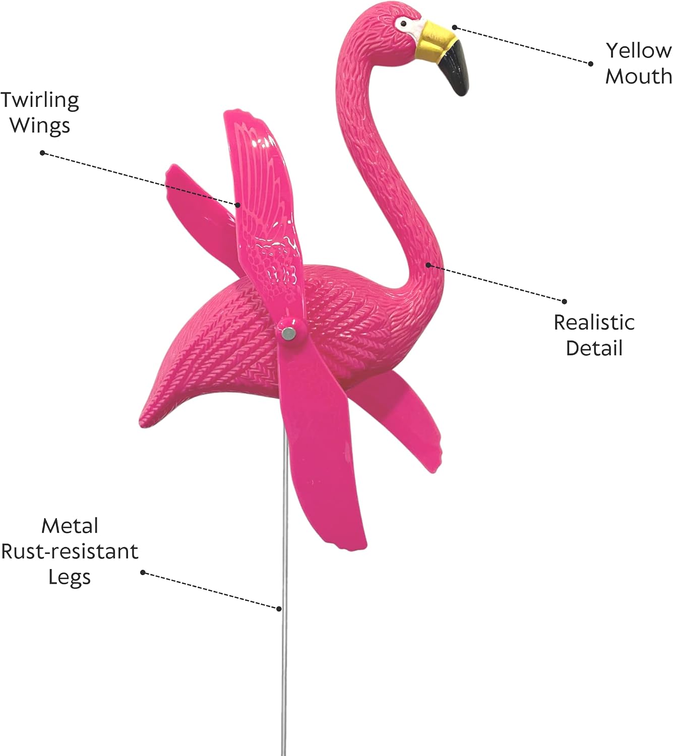 4E's Novelty 12 Pieces Twirling Wings Pink Flamingo Yard Decorations Small - Flamingo Yard Ornament with Metal Stakes for Outdoor Lawn Decor Garden