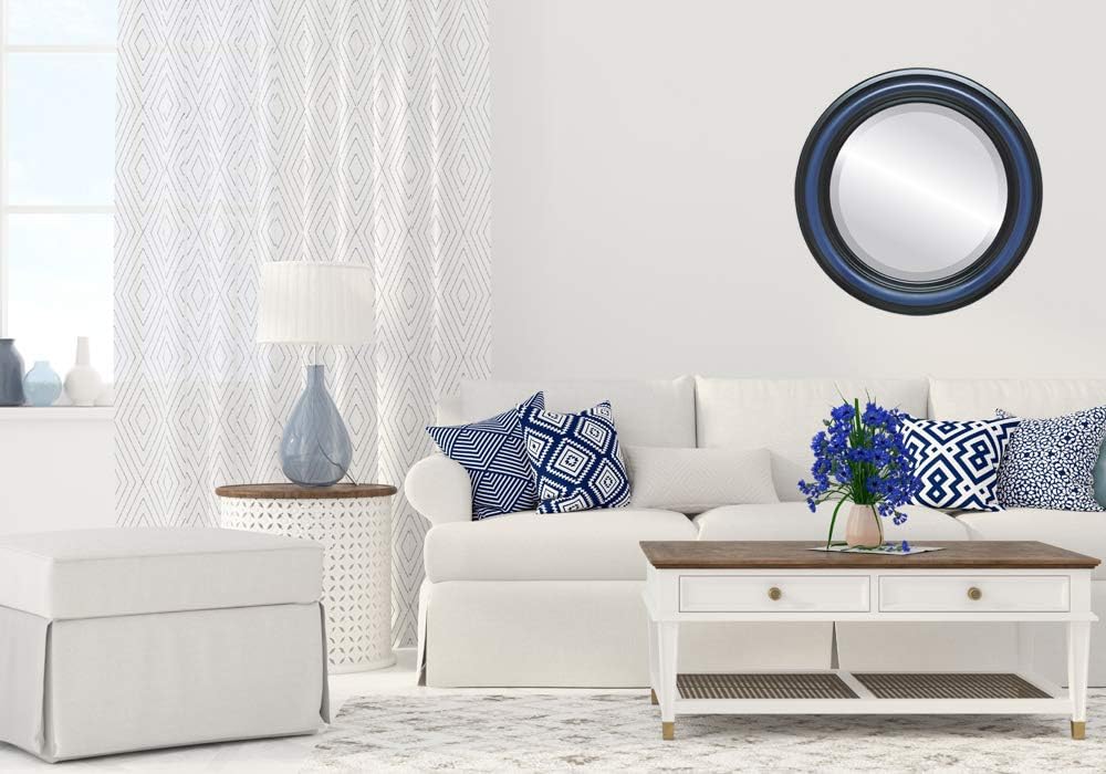 OVALCREST Round Beveled Wall Mirror for Home Decor - Philadelphia Style - Rubbed Bronze - 22x22 Outside Dimensions