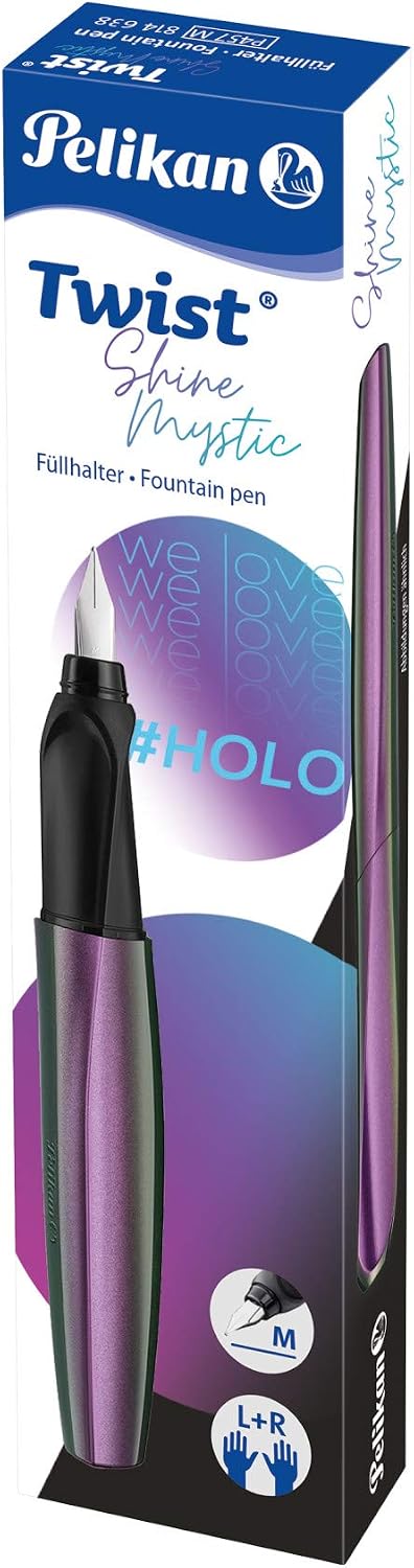 Pelikan Twist Fountain Pen with 1 Ink Cartridge, Medium Nib, Silver, Boxed (947101)