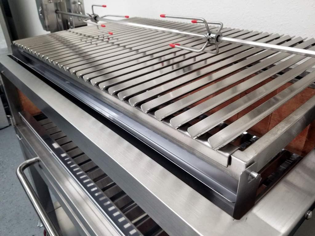 Charcoal Outdoor BBQ, Stainless Steel #430 Body and #304 Grates, Rotisserie Parrilla Santa Maria/Argentine Grill Spit