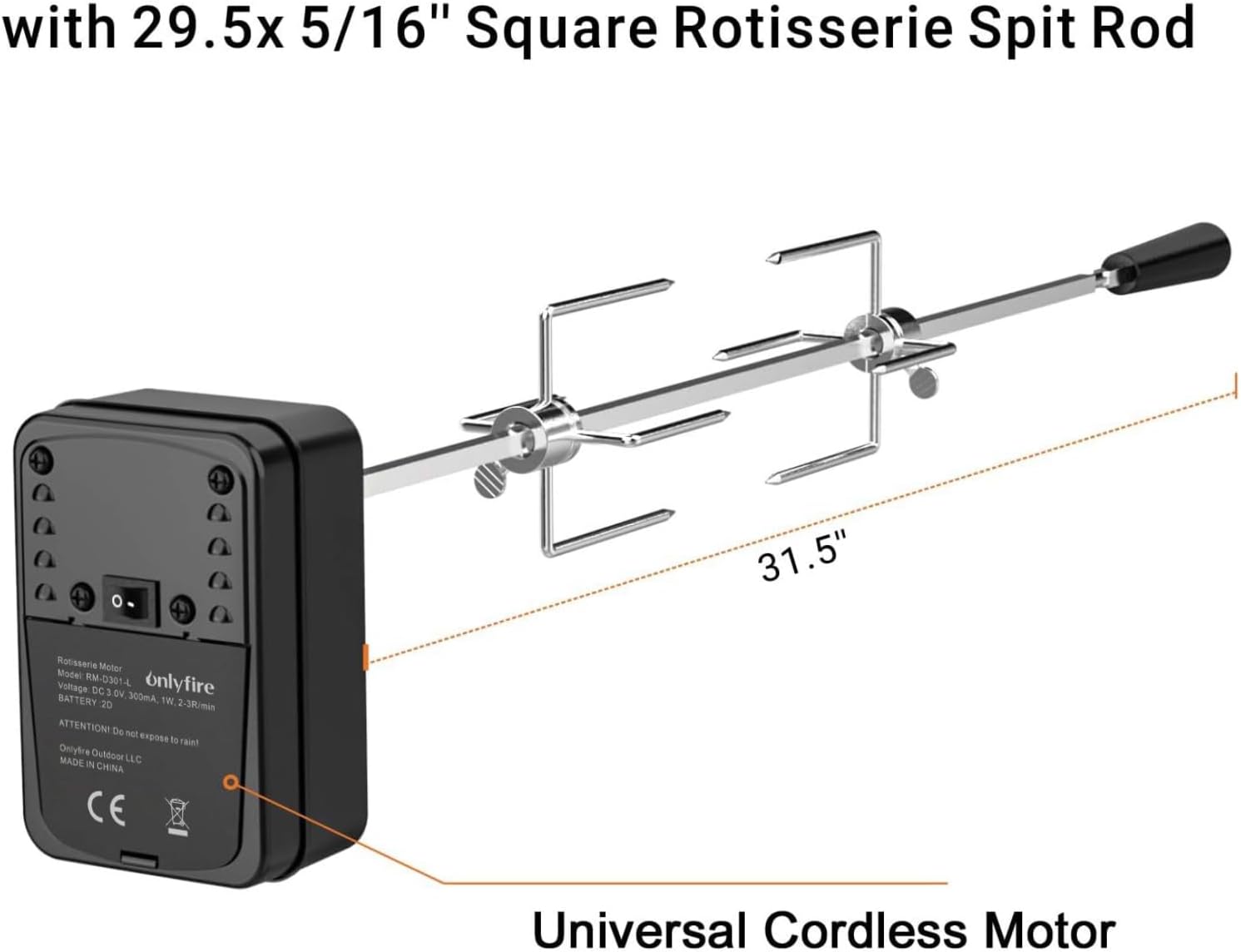 Santa-maria Style Grill Rotisserie System for Weber 22" Kettle Grills