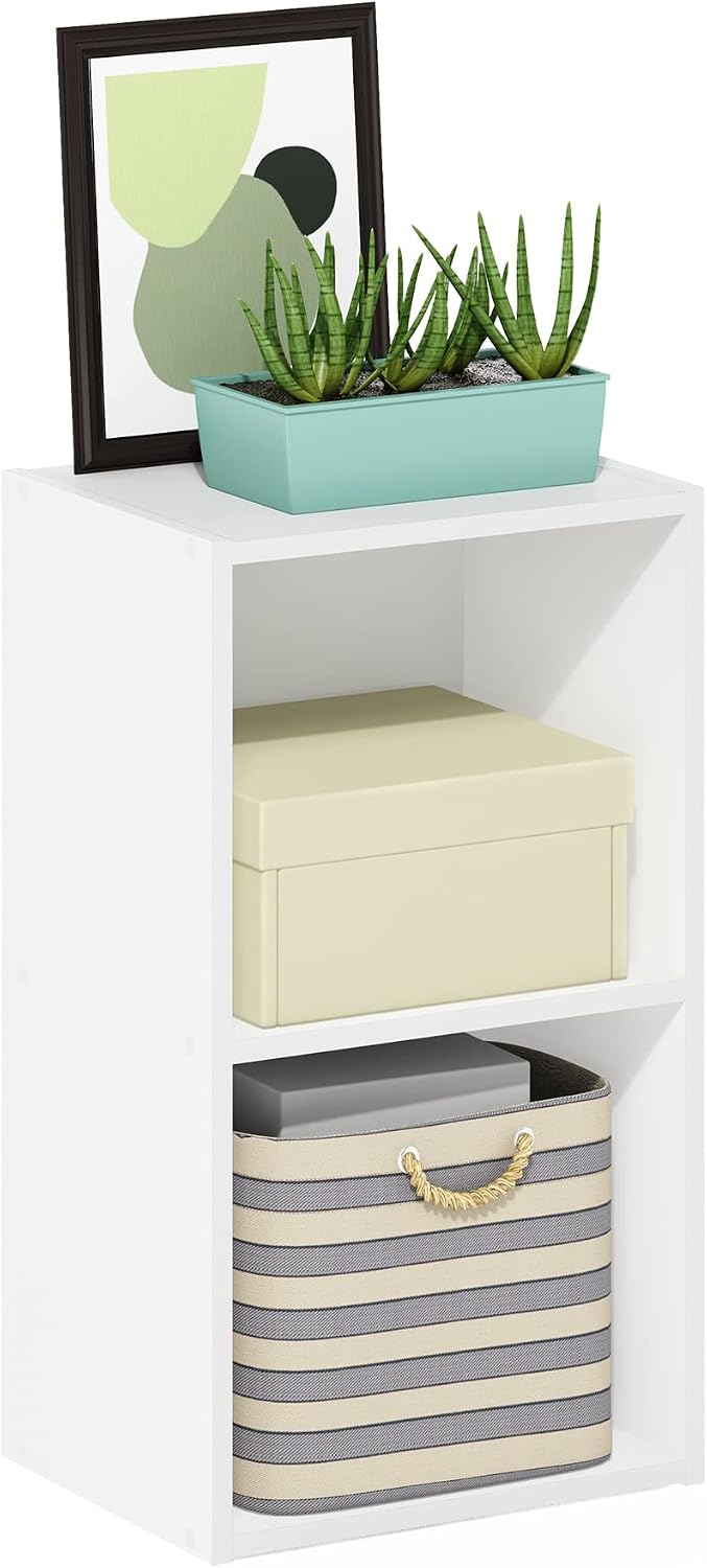 Furinno PASIR Book Shelf, 5-Tier Modern Bookshelf, Open Shelves Bookcase, 9 x 12 x 52, for Living Room, Bedroom, Home Office, Plain White
