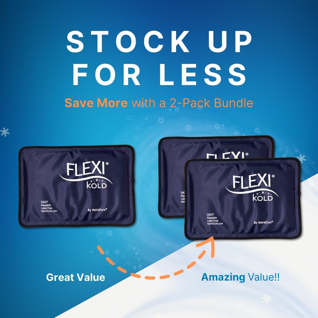 FlexiKold Gel Ice Packs (Standard Large: 10.5" x 14.5") for Injuries Reusable, Back Pain Relief, Knee Wrap, After Surgery, Ice Pack for Knee, Shoulder - 6300-COLD by NatraCure