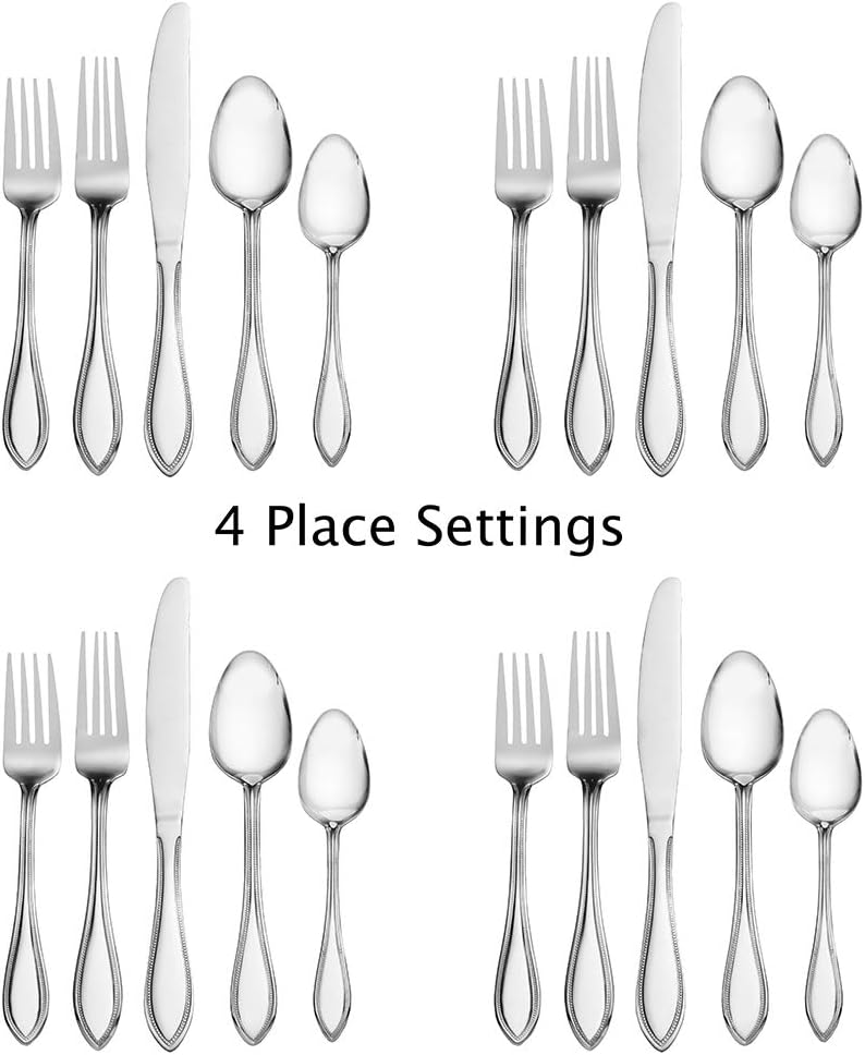 Pfaltzgraff Beckham 20-Piece Stainless Steel Flatware Set, Service for 4