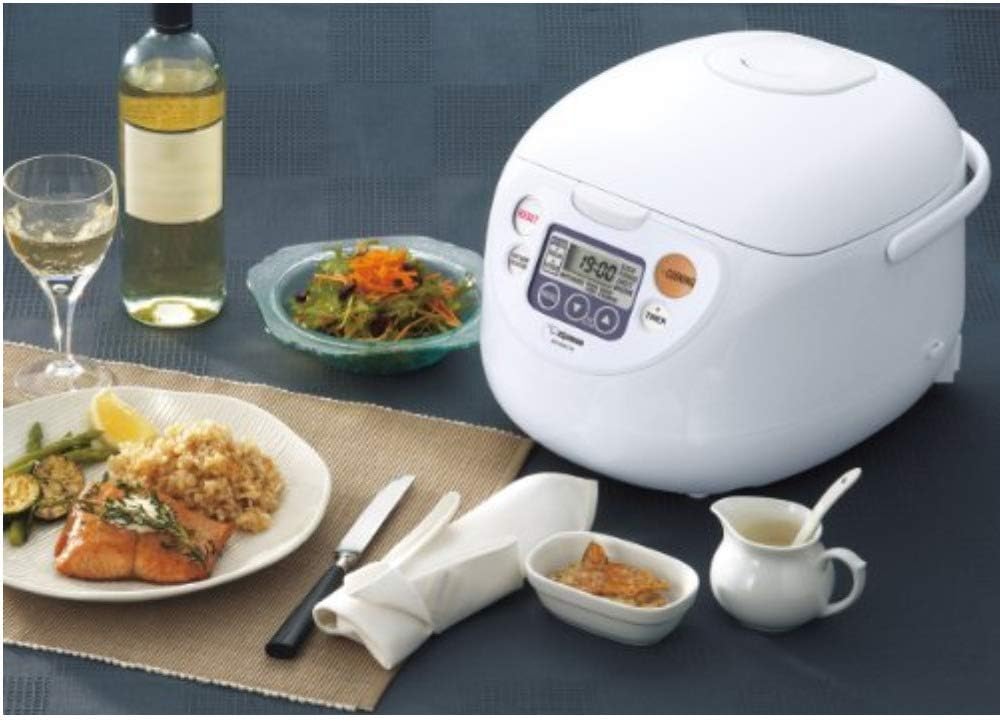 Zojirushi Micom Rice Cooker and Warmer (10-Cup/Cool White) | Fuzzy logic, LCD controls