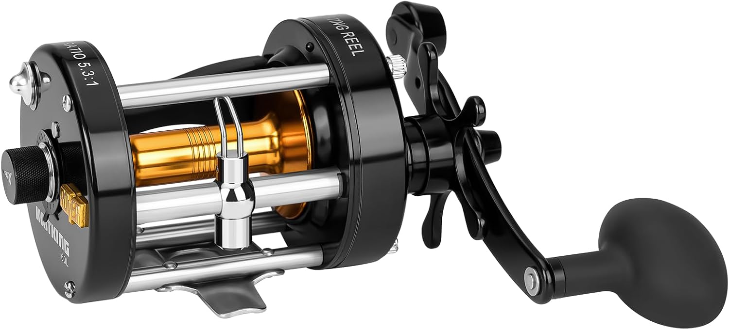 KastKing Rover Round Baitcasting Fishing Reels, Perfect Reel for Catfish | Max Drag: 30 lb, 4+1 BB, 22.8 oz, Reinforced Metal Body, Carbon Fiber Drag System, Oversized Non-Slip TPE Grips