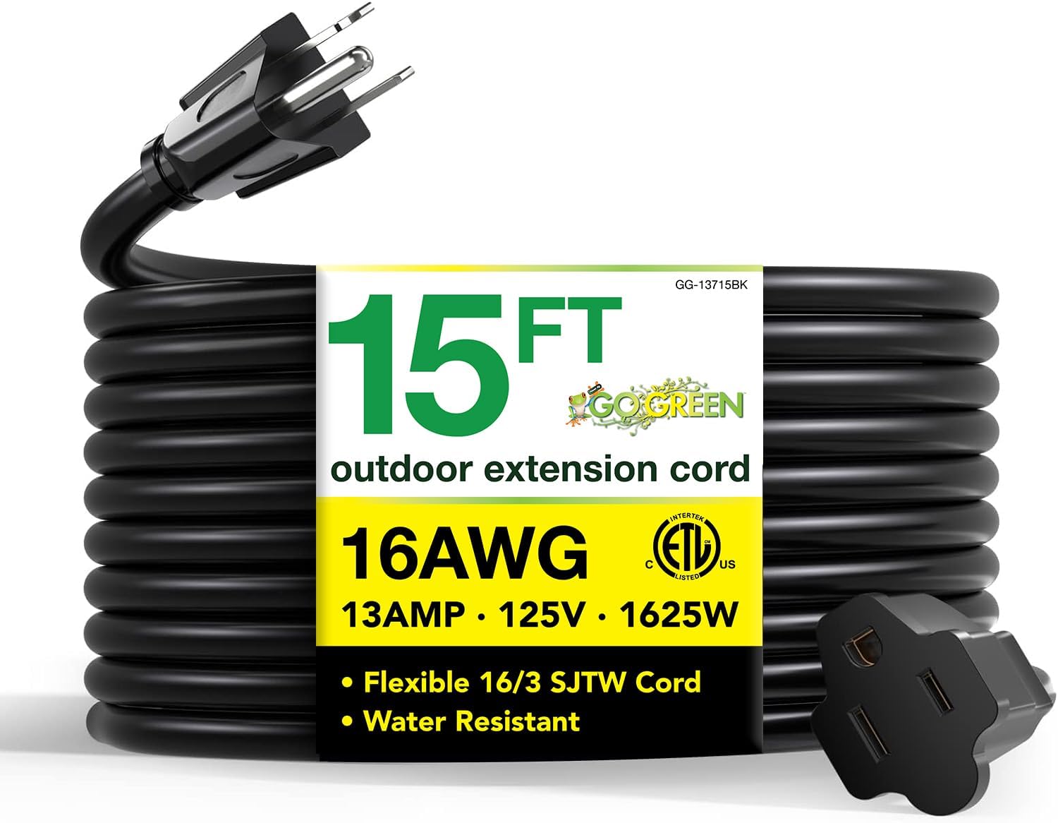 Go Green Power Inc. (GG-14025) 12/3 SJTW Outdoor Extension Cord, Lighted End, 25 ft