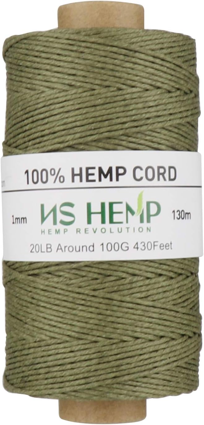 【 NS HEMP 】 Sustainable Hemp Twine Hemp Cord for Jewelry Making, Hemp Cord 1mm 130 Meters (026 RAW)