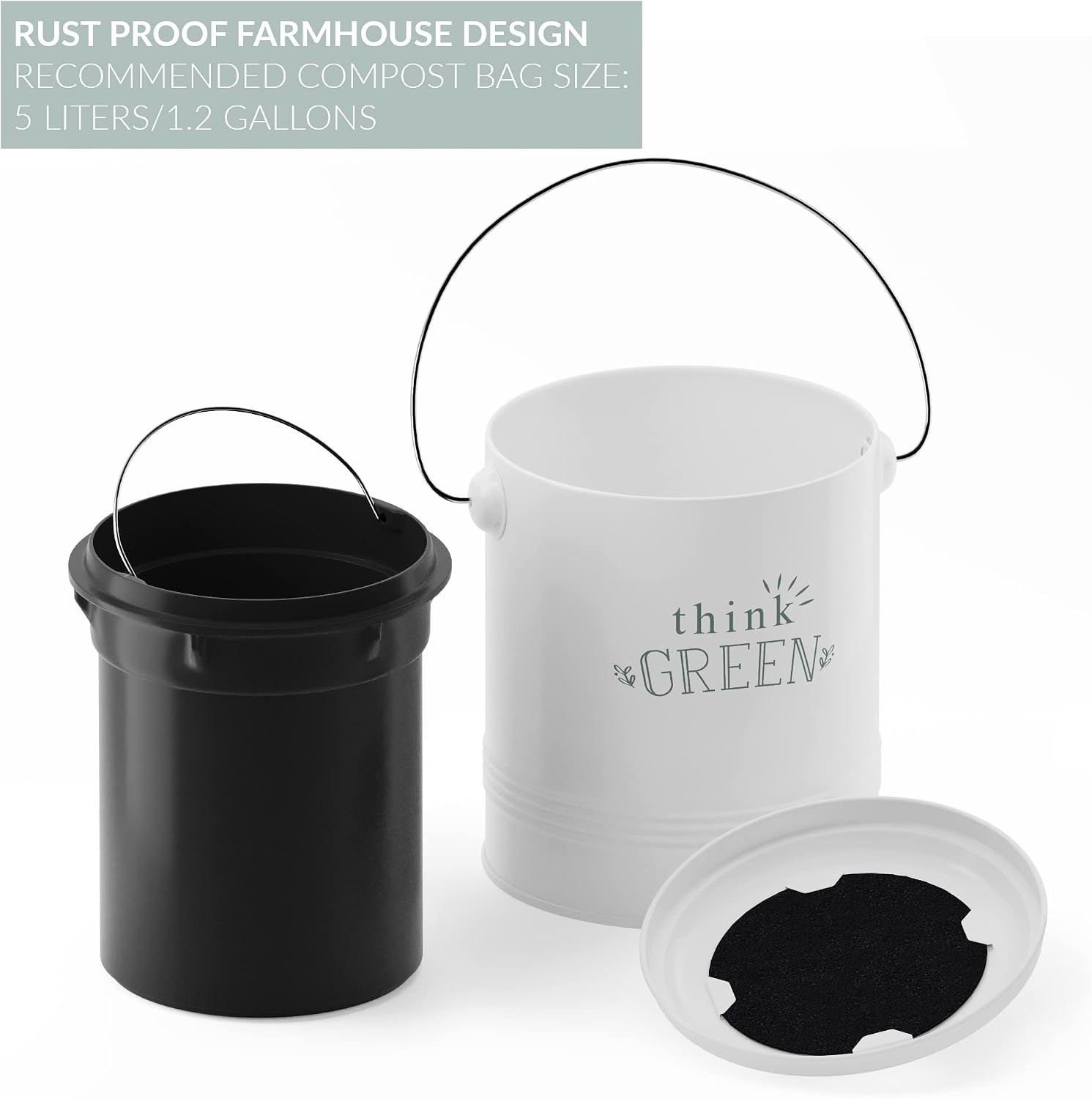 Barnyard Designs 1.2 Gallon Kitchen Counter Compost Bin with Lid (Mint)