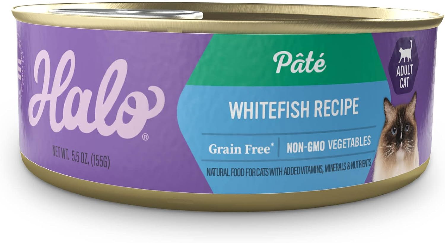 Halo Wet Cat Food Real Chicken Recipe, Grain-Free Wet Pate, Canned Cat Food for Extra Hydration, 5.5 Oz Can (Pack of 12)