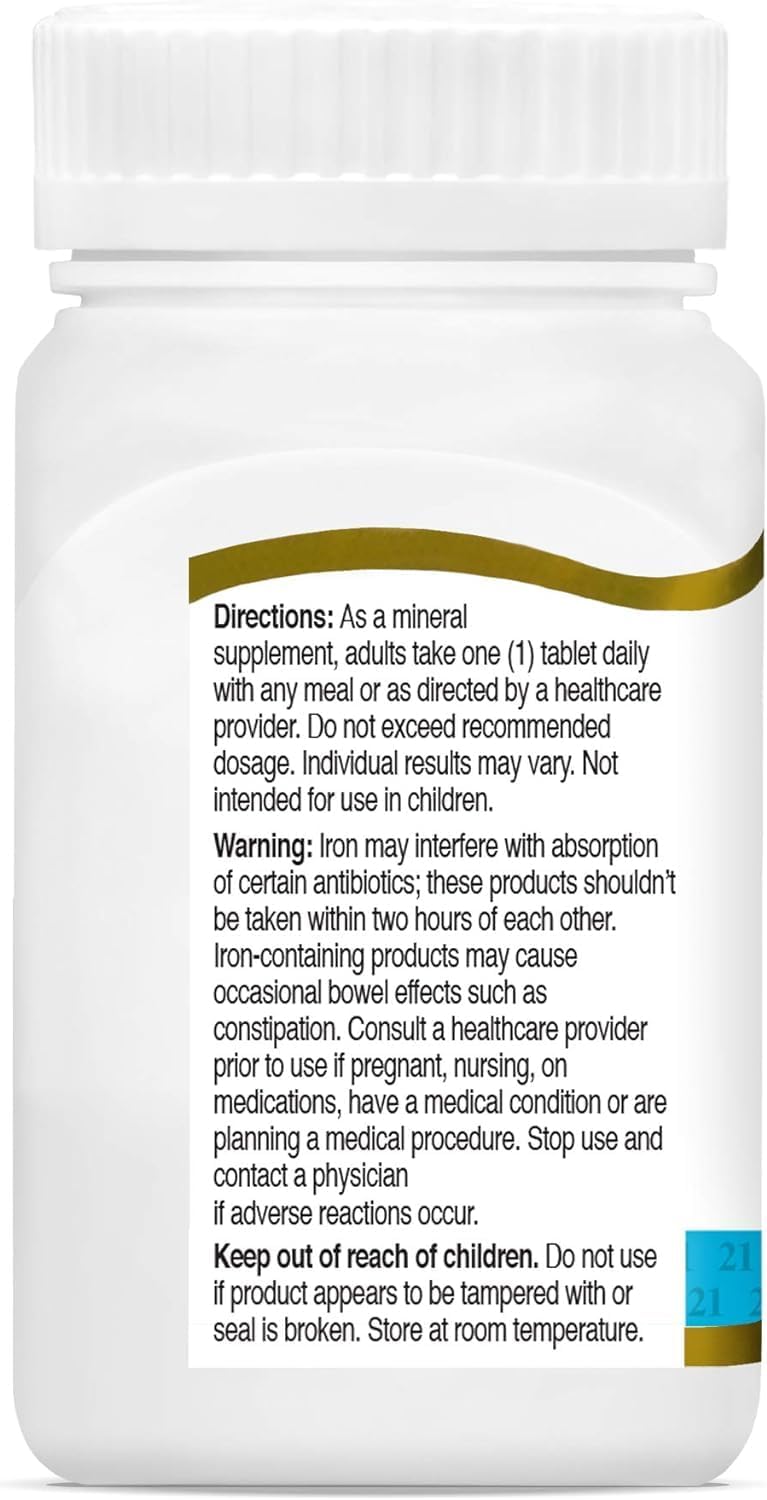 21st Century Slow Release Iron 45mg Tablets, Gentle on Stomach, 60 Count | High-Potency Ferrous Sulfate, Compare VS. Slow FE® & Healthy Red Blood Cells, Gluten Free, No Added Yeast, For Women & Men