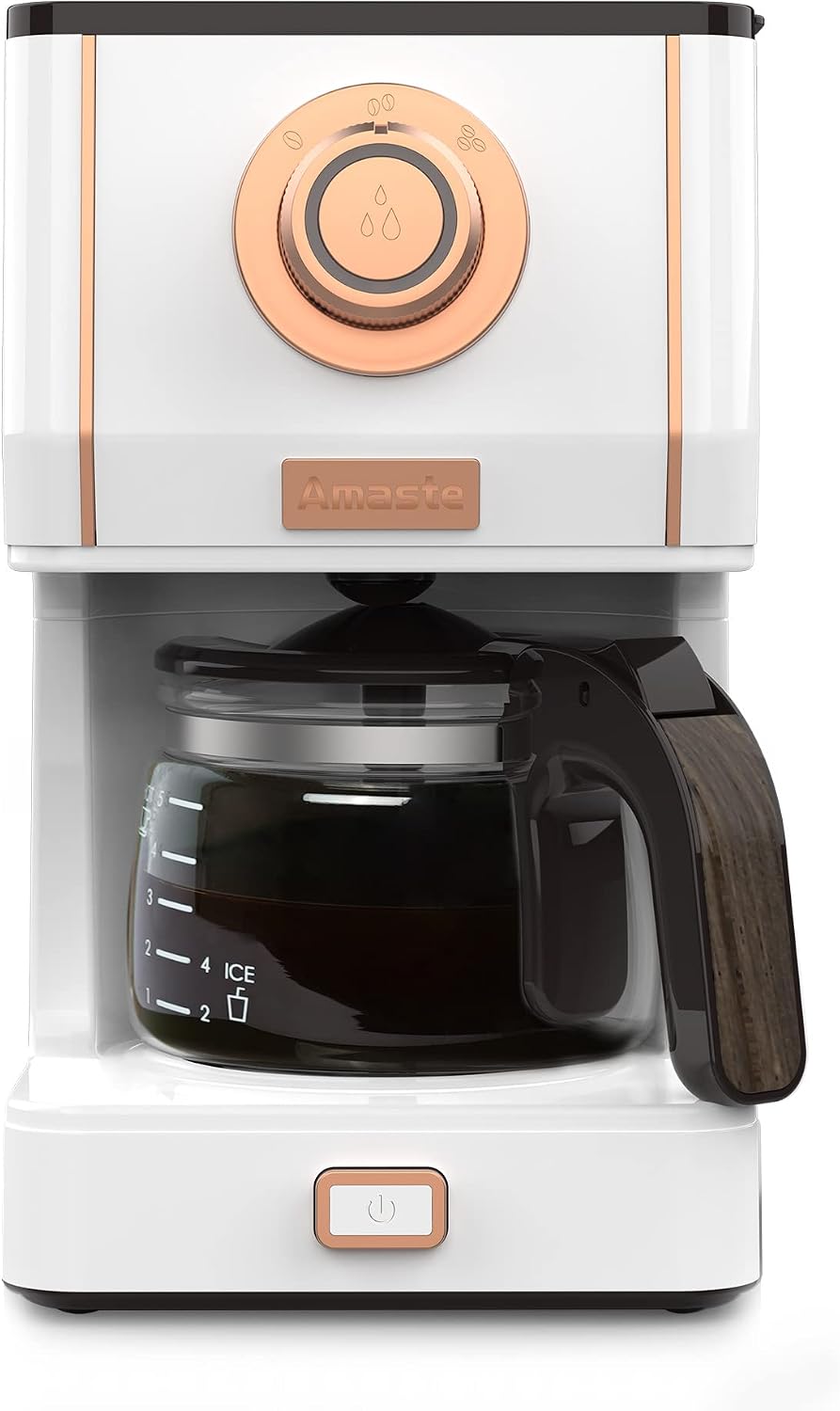 Amaste Drip Coffee Maker, Coffee Machine with 25 Oz Glass Coffee Pot, Retro Style Coffee Maker with Reusable Filter & Three Brewing Modes