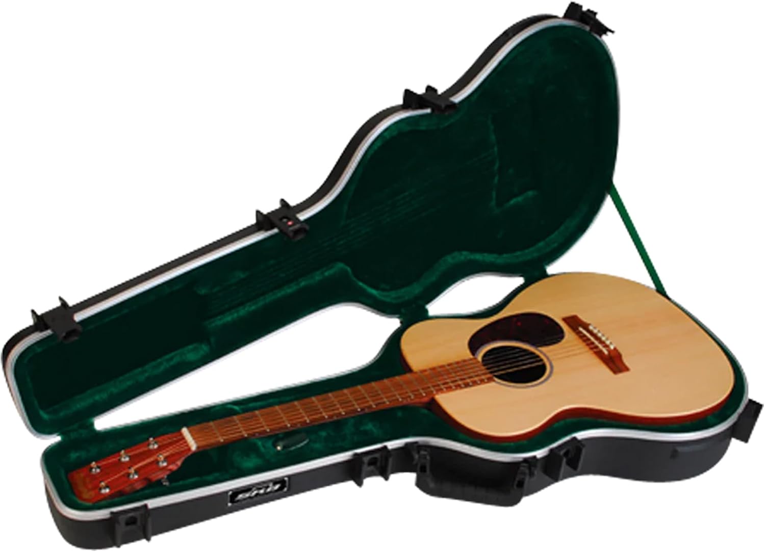 SKB Hardshell Travel Case for Martin 000 Acoustic Guitars, Molded In Bumpers for Protection, Plush Lined Interior and TSA Latches