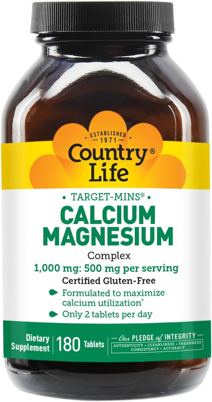 Country Life Target-Mins Calcium Magnesium Complex, 360 Tablets | 2:1 calcium-to-magnesium ratio with 180 convenient daily servings