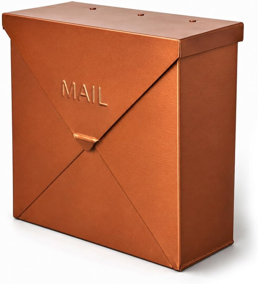 NACH Mailboxes for Outside Wall Mount, 10 x 10 x 4 inch Rustic Brown Mail Boxes for House Outside