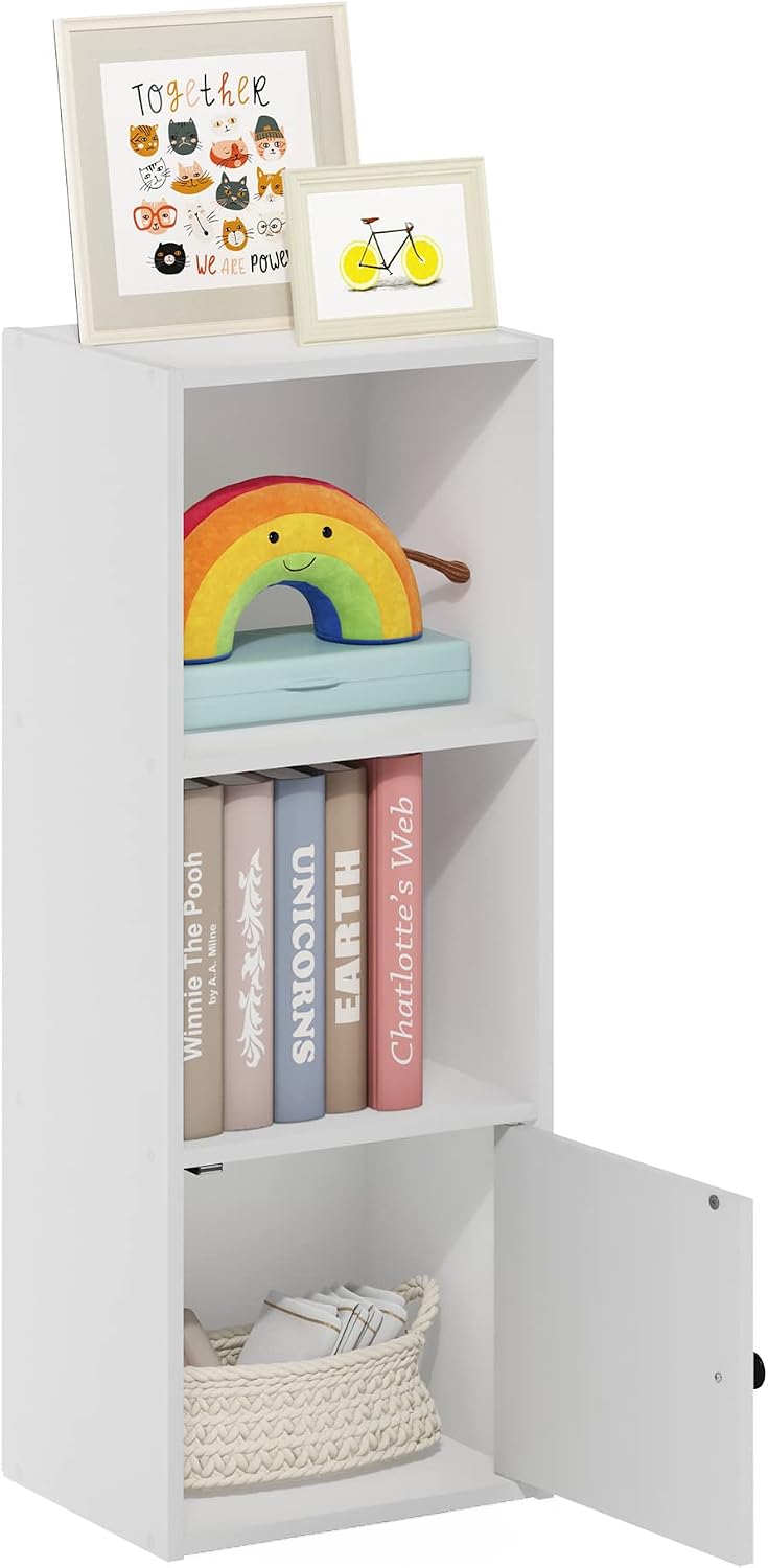 Furinno LUDER Book Shelf, 5-Cube Bookshelf, Easy Assembly Bookcase with Open Shelves, 9.4 x 19.7 x 31.5, for Living Room, Bedroom, Home Office, Darkwood
