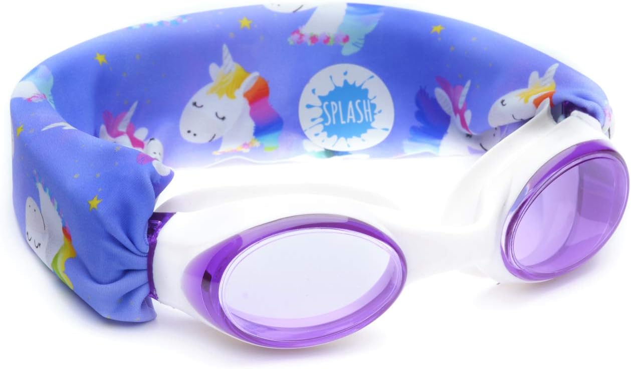 Splash Place SWIM GOGGLES with Fabric Strap - Adult & Kids Swim Goggles - PINKS & PURPLES