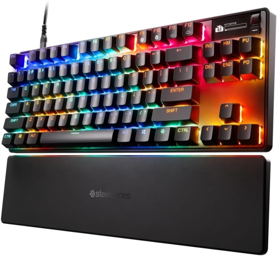 SteelSeries Apex Pro TKL Gen 3 - HyperMagnetic Gaming Keyboard - OmniPoint 3.0 Switches - Adjustable Response - Rapid Trigger - Rapid Tap/SOCD - OLED - PBT Keycaps - USB-C - US Layout QWERTY