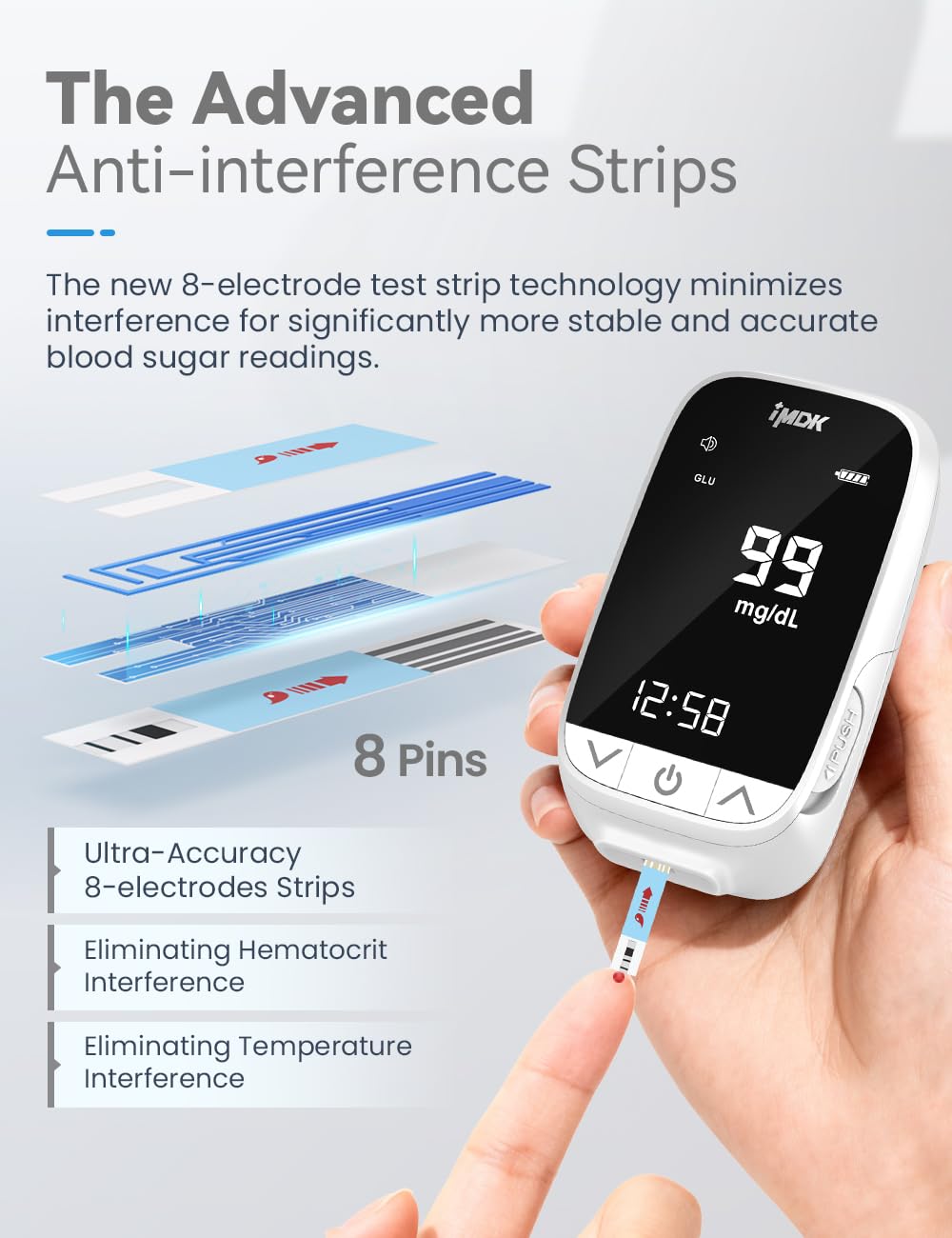 IMDK Blood Sugar Test Kit, Precision Blood Glucose Monitor Kit with 100 Glucometer Strips, 100 Lancets, 1 Lancing Device and 1 Control Solution