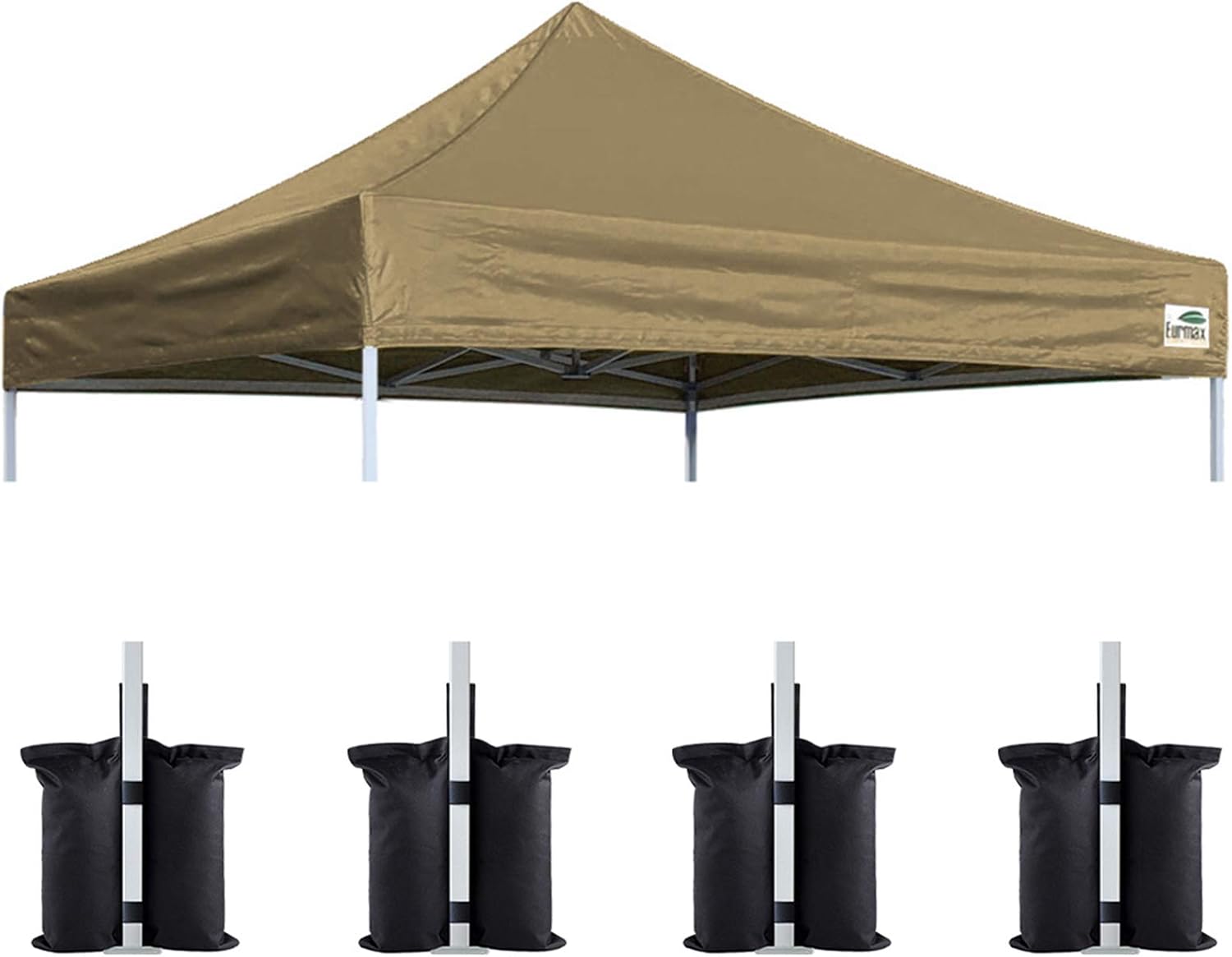 Eurmax USA 10x10 Pop Up Canopy Replacement Top,Universal Instant Canopy Cover ONLY,Heavy Duty UPF 50+ UV Protection,Water & Wind Resistant Tarp,30+ Colors Available,Bonus 4 Sand Bags (White)