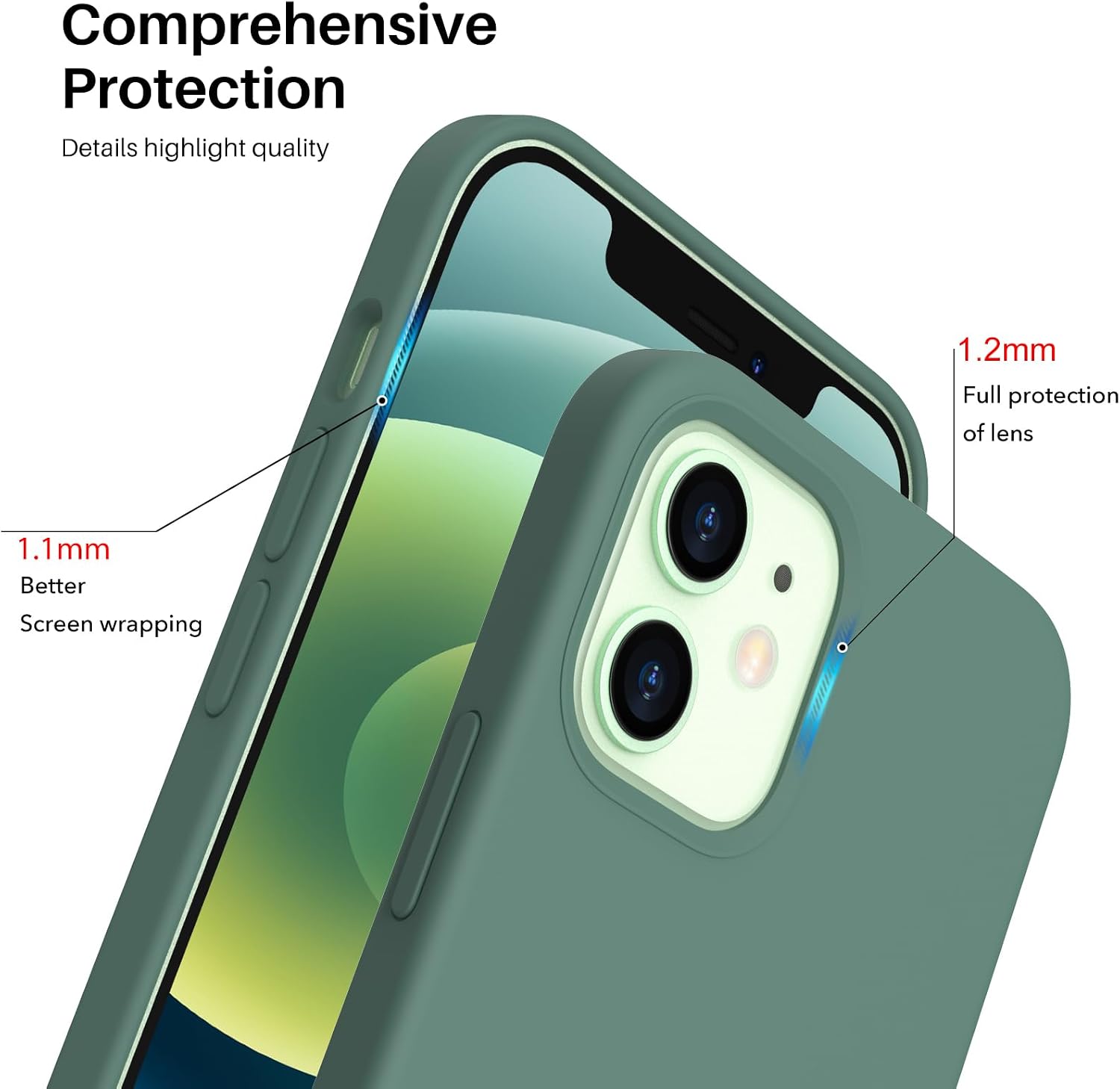 ORNARTO for iPhone 12 Mini Case, Slim Liquid Silicone Cover, Navy Blue