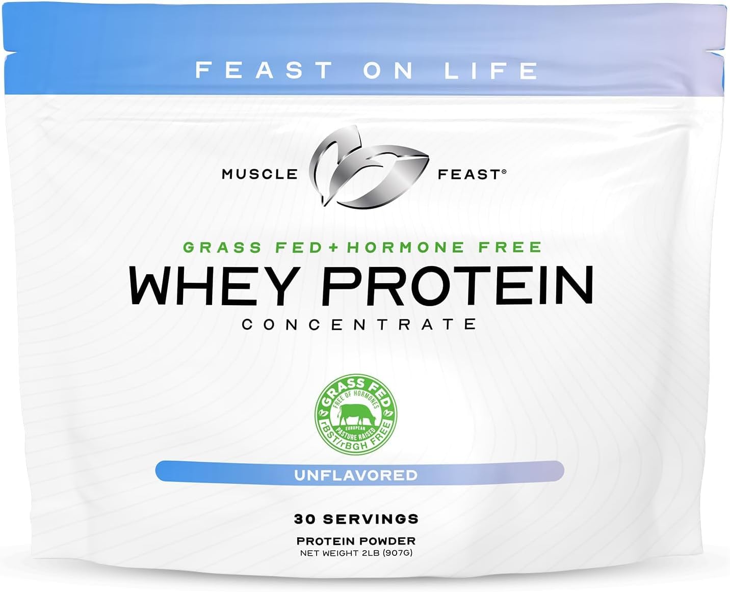 Muscle Feast Grass-Fed Whey Protein Concentrate Powder, Vanilla (2lb) | All Natural, Hormone Free Pasture Raised Whey Protein Powder for Women & Men, Clean, Non-GMO, Delicious Whey Concentrate