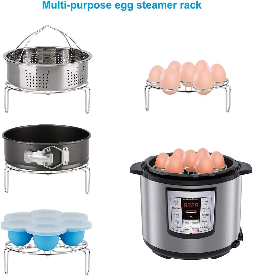Accessories Set for Instant Pot 6 Qt 8 Quart | with Steamer Basket Cheesecake Pan Egg Steam Trivet Silicone Mold Mitts Tong