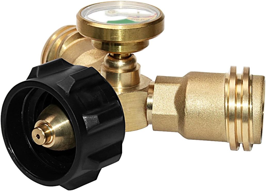 DOZYANT Propane Splitter, 2 Way LP Gas Adapter Tee Connector for 20lb Propane Tank Cylinder, Work with BBQ Grills, Camping Stoves, Gas Burners, Heater | Propane Tank Splitter 2 Way Y Tee links two regulators to a 20 lb tank for BBQ grills camping stoves…