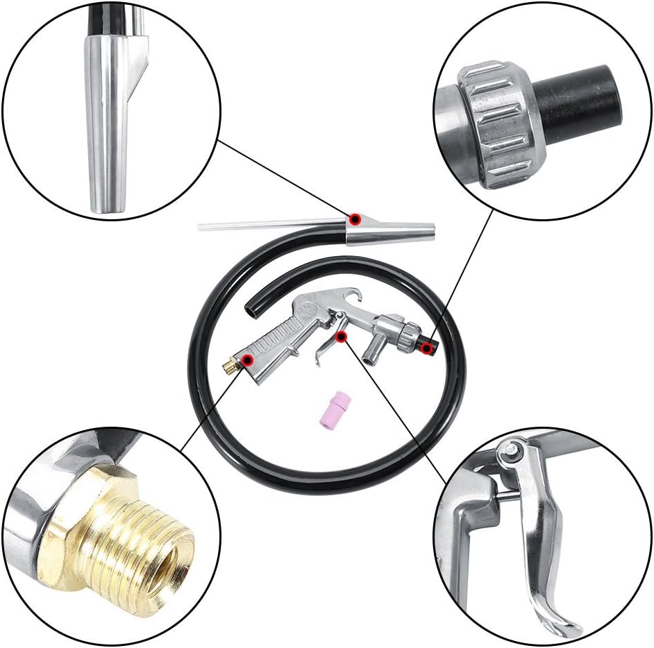 Jewboer Sandblaster Sand Blaster Gun Kit for Abrasive Media Blaster Sandblasting Cabinet with Hose Nozzles Tip