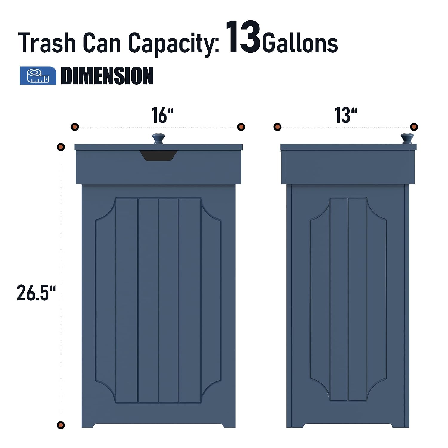 Function Home Trash Can Cabinet, 13 Gallon Kitchen Garbage Can, Wood Recycling Trash Bin, Freestanding Dog Proof Trash Can, Farmhouse Trash Cabinet with Lid for Home Kitchen Bathroom, Yellow