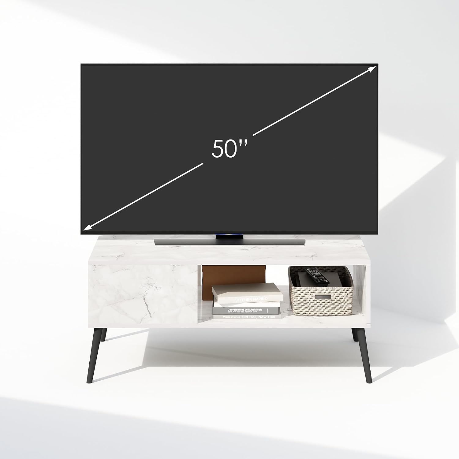 Furinno Fowler Multipurpose TV Stand Bookshelves, French Oak Grey