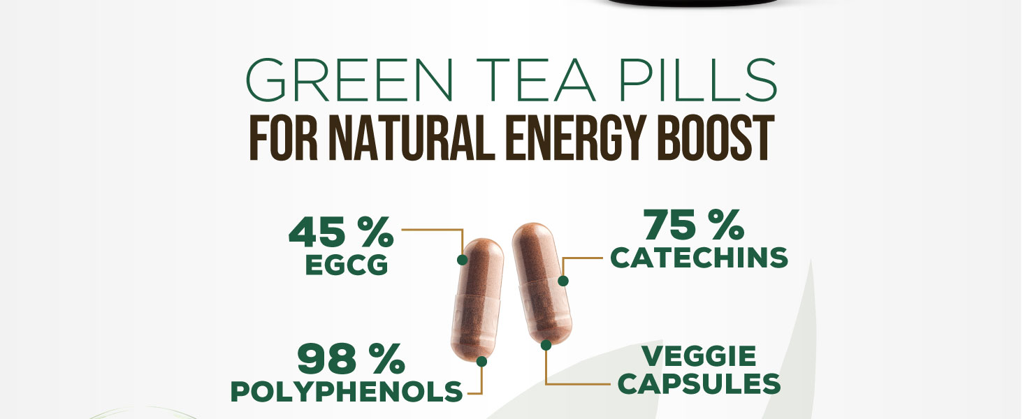 antioxidant caffeine capsule catechin catechins non decaffeinated gmo dietary ecgc egcg energy best