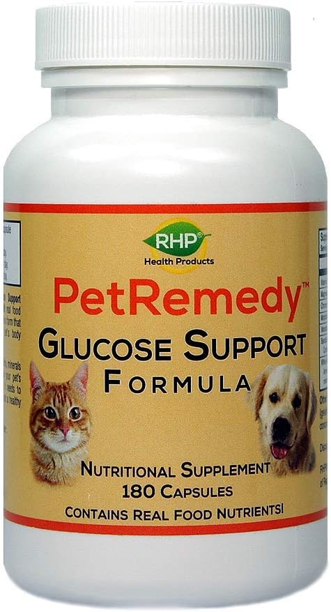 PetRemedy Pet Blood Sugar Support. Natural Supplement maintains Healthy Glucose Levels in Diabetic Cats and Dogs. (180 Capsules, 90 Days Supply)