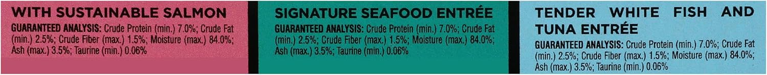 Sheba Perfect Portions Pate Wet Cat Food, Seafood Pack, 2.6 oz, 12 ct, 2pk | Grain-free, made in USA, Salmon & Whitefish-Tuna, 48 servings total, sustainable seafood, twin-pack trays