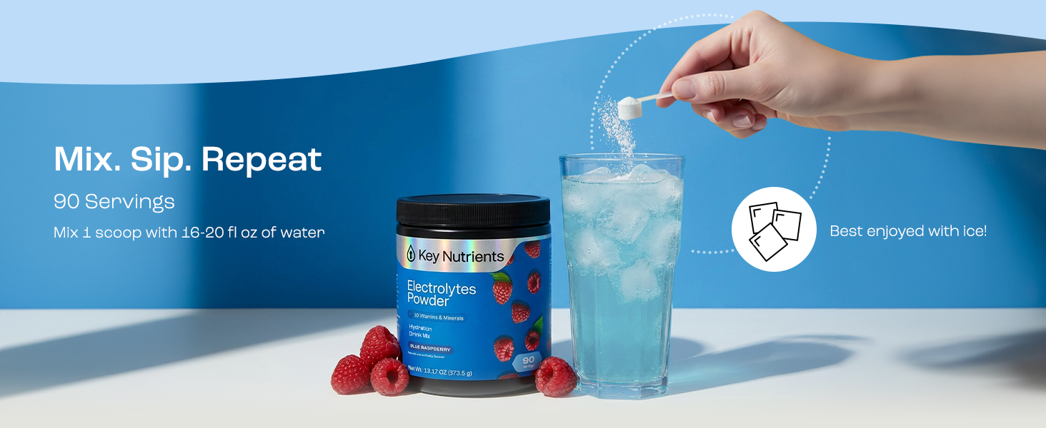 Enjoy the electrolytes powder by mixing with water and and ice