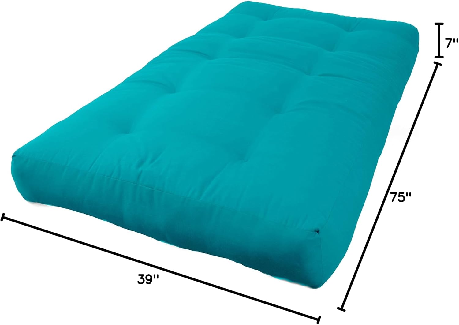Blazing Needles Renewal 7" Twill Futon Mattress, Full, Aqua Blue