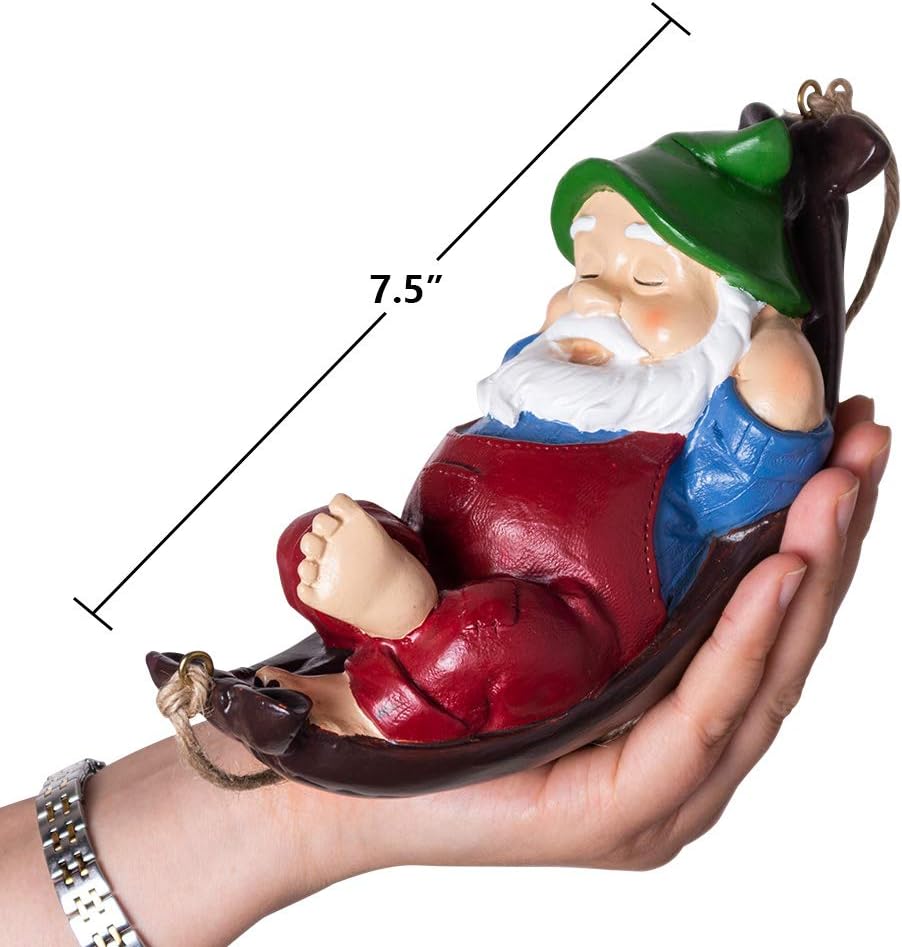 Gnomes Yard Decorations Outdoor Cute Resin Hammock Gnome Hanging Statues Garden Decor Backyard Art
