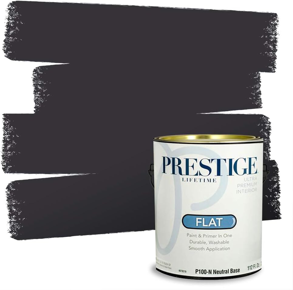 PRESTIGE Paints Exterior Paint and Primer In One, 1-Gallon, Satin, Comparable Match of Sherwin Williams* Black Magic*