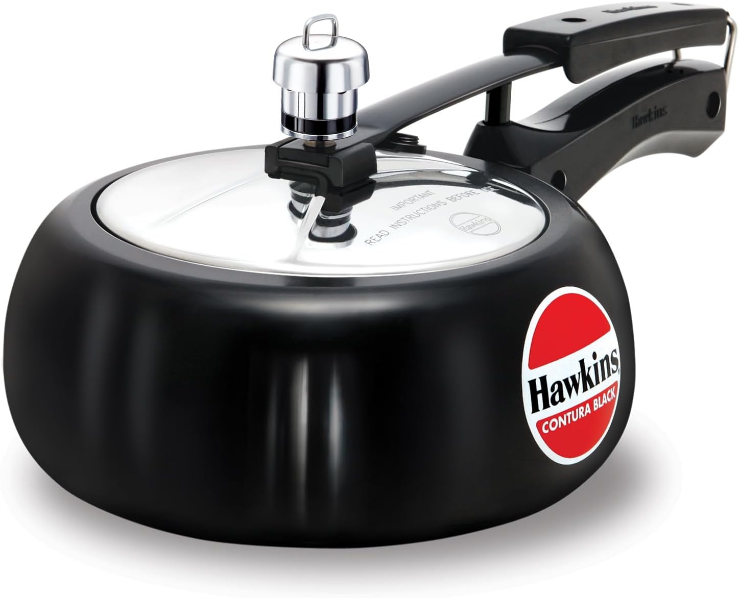 Hawkins 3.5 Litre Contura Black Pressure Cooker, Hard Anodised Inner Lid Cooker, Handi Cooker, Black (CB35)