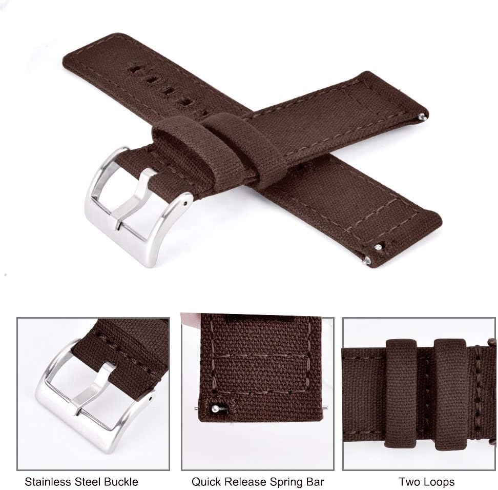 Ritche Christmas Gift Canvas Vintage Quick Release Watch Band 18mm 20mm 22mm 24mm Replacement Watch Straps for Men Women, White Elephant Gifts, Stocking Stuffers for Men, Father's Day gifts
