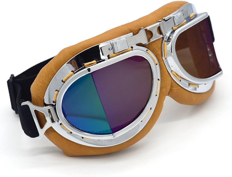 Motorcycle Goggles Anti Fog&Wind&Dust&Sand Aviator Pilot Motocross | Dirt Bike Atv Riding Goggles with Yellow Lens,Fit Over Glasses or Helmet