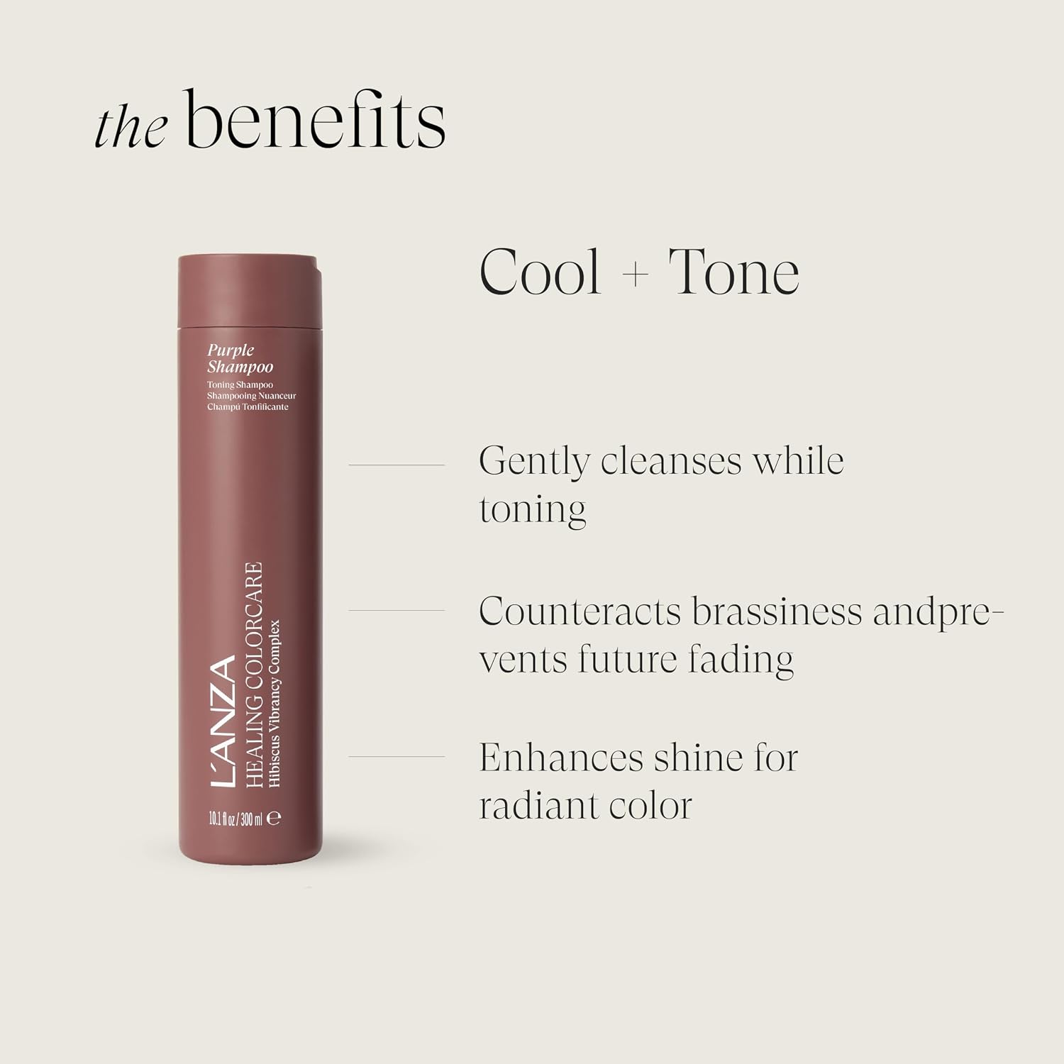 L'ANZA Healing Colorcare Purple Shampoo For Blondes & Highlights Purple Toning Shampoo, Neutralizes Brass, Brightens Blonde, Adds Shine, Repairs, Moisturizing, Color Safe, Sulfate Free
