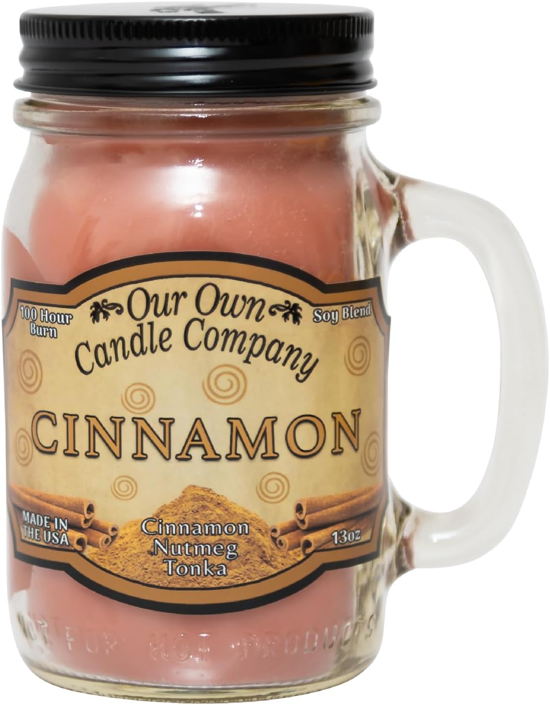 Balsam Pine Scented Mason Jar Candle, Our Own Candle Company, 13 oz | Clean, fresh Balsam-pine-tree scent; soy blend wax; lead-free wick with patented straightener; long lasting