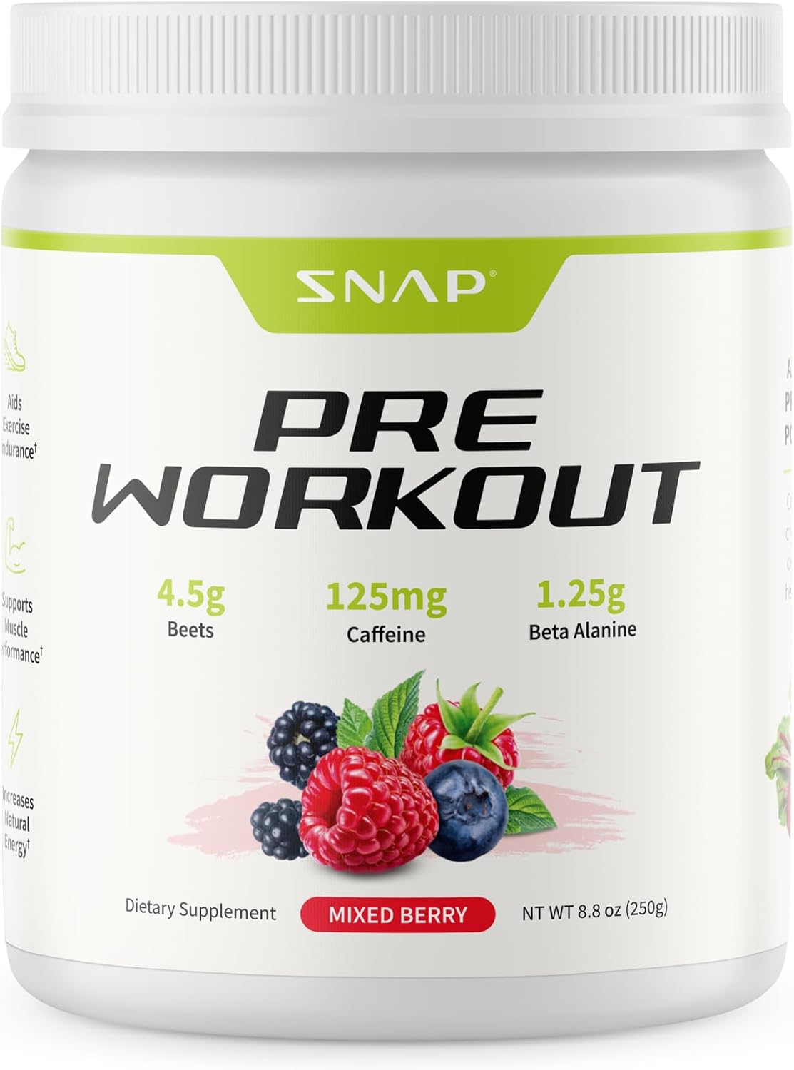Snap Supplements Beet Root Powder Natural Pre Workout for Men Women, 30 SRV